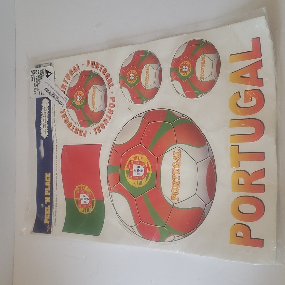 🤯3/$12 Portugal Soccer Football Stickers Peel N' Place New